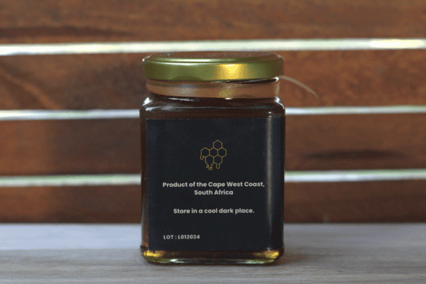 side view of golden coast honey jar